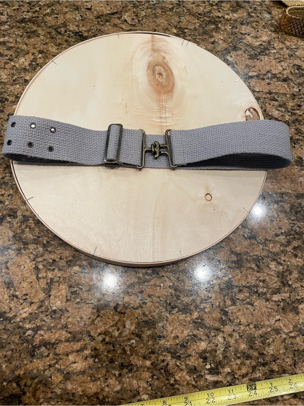 Gray Woven Canvas Belt with Metal Hook Closure